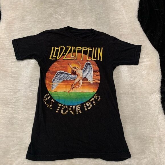 Led Zeppelin Shirt Womens Medium Black‎ US Tour 1975 Icarus Band Graphic 2008 - Picture 1 of 5